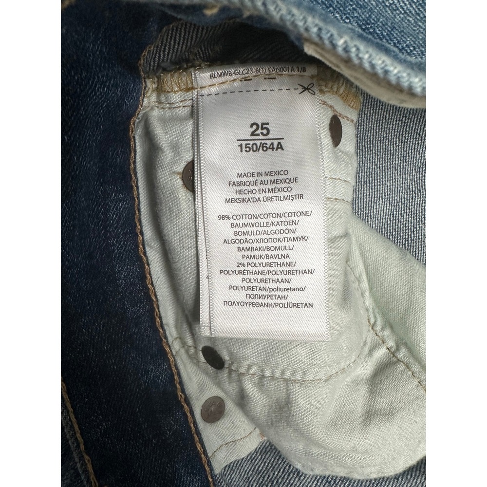 Polo Ralph Lauren Dungarees Slim Crop Jeans Blue Distressed Frayed Hem Size 25 - Picture 7 of 8